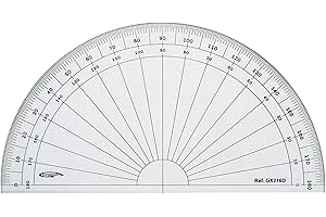 GRAPHOPLEX Rapporteur 1/2 cercle 16cm degrés Transparent