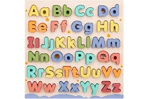 CFL PRO Puzzle Alphabet en Bois, Jouet Éducatif pour Enfants Montessori, Apprentissage des Lettres des Couleurs et des mots anglais. Jeu casse tête pour les bébés enfants 3,4,5,6 ans, Cadeau Parfait pour Noël