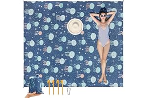 ISOPHO Coperta da spiaggia, Coperta da picnic, Tappetino da spiaggia antisabbia, Leggero e resistente per campeggio, viaggi, picnic sulla spiaggia (blu, 200 x 220cm)