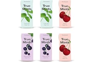 ‎TRUE GUM True Mints - 6er Set | PROBIERSET | 2x Frische Minze | 2x Schwarze Johanisbeere | 2x Kirsche - pflanzliche und zuckerfreie Pastillen, 6 x 13g, 78 g