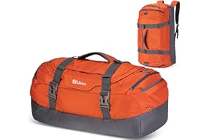 Ubon Borsone da Viaggio Grande Borse con Spazio Vano Biancheria Ventilato Scomparto per Scarpe Cinghie di Compressione Attrezzatura Escursionismo Campeggio Spiaggia Palestra Unisex Arancione 65L