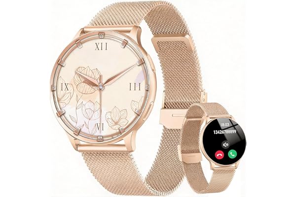 Montre Connectée Femme avec Appel Bluetooth, 1.32" Smartwatch avec Fréquence Cardiaque/SpO2/Sommeil Montre, 120+ Mode Sportifs Montre, IP68 étanche Fitness Podomètre Compatible pour Android iOS