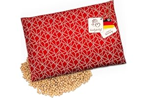 Navango® Cuscino Noccioli Ciliegia | Per Forno o Microonde | Fascia Riscaldante Schiena | ca.30x20cm | Cotone OEKO-Tex, Rosso | Fatto a Mano | Cuscino con Noccioli di Ciliegia Riscaldabile