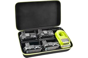 GRAPSA Case Compatible with Ryobi ONE+ 18V Lithium-Ion 4.0/3.5/3.0/2.0/1.5 Ah Compact Batteries. Storage Carrying Holder for 18-Volt Battery Charger. Organizer Container with 6 Dividers (Box Only)