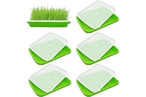 MUALROUS 6 Pack Vassoi per Germogli di semi Microgreens Coltivazione Vassoi Nursery Vassoio Semi Germinazione Vassoio Erba di Grano Erba di Gatto Pianta Vassoi di stoccaggio per il Giardino Casa
