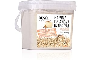 BEST PROTEIN, Harina de avena integral, Gachas de avena ricas en hidratos de carbono y fibra, Sabor leche merengada, 1900 g = 63 servicios