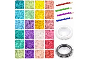 Prettme 7200pcs 2mm Glass Seed Beads for Jewellery Making Kit, 24 Colors Small Pony Tiny Beads for DIY Bracelets Necklaces Earrings and Crafts