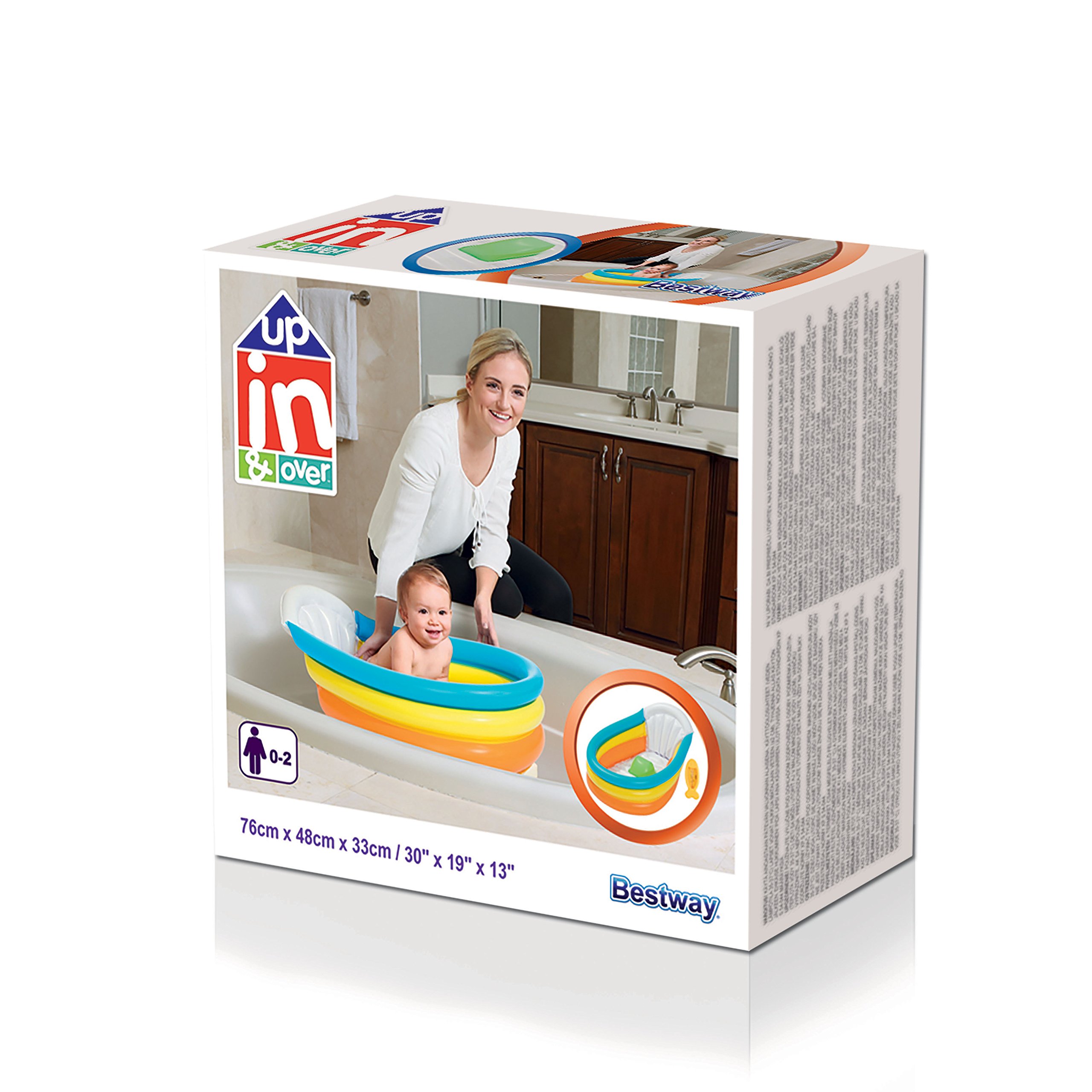 Bestway BW51134 Up In & Over Squeaky Clean Inflatable Baby Bath, Multi