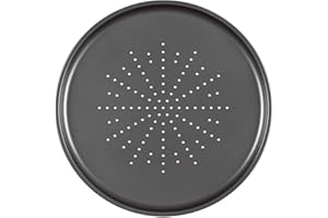 Prochef Non-Stick Large 32.5cm/12.5inch Carbon Steel Pizza Tray - Fridge, Freezer & Dishwasher Safe with 5 Year Guarantee - Black