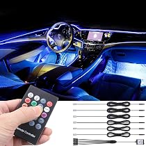 Kit D'éclairage Ambiant RGB Pour Voiture - 8m De Fibre Optique, 64 Couleurs, Contrôle APP Et Télécommande