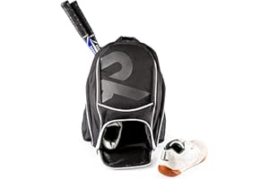 Raquex Racket Sports Backpack - for 1 Tennis or Padel Racquet, or 2 Squash or Badminton Racquets. Rucksack for Rackets + Shoes + Laptop + Water Bottle