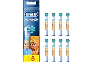 Oral-B Kids 3+ Testine Spazzolino Elettrico Di Ricambio Pro Kids Disney Re Leone, Confezione Da 8 Testine per Spazzolino Elettrico Oral B, con Setole Morbide, Dai 3 Anni In Su