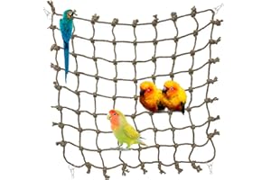CQJ Parrot climbing Net Jungle Fever Rope Small Animals Toys for Parakeets Lovebirds Finch Budgerigars Conure Cockatiel (L 24" x 24")