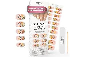 MOYOU LONDON Semi Cured Gel Nail Strips - 20 Pcs. Spring Nail Wraps for Salon-Quality Manicure - Works with Any UV Lamp - Easy to Apply, Trim, & Remove Gel Stickers