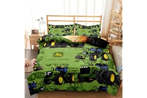 KGOSAUO Traktor bettwäsche 135x200 cm + Kissenbezug 80×80 cm Wende 3D Gedruckter Jungen Traktoren Weich Mikrofaser Bettwäsche Deckung Set mit Reißverschluss