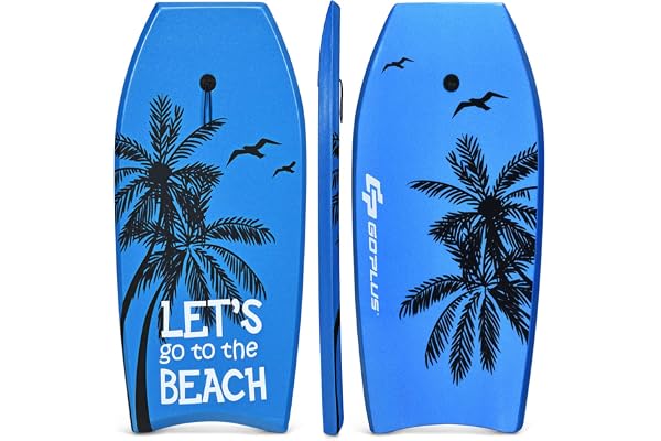 GOPLUS 37’’/41’’Bodyboard Léger,Planche à Vagues Bodyboard 105CM,Bodyboard Ultra Léger et Résistant,Planche Idéale pour Surfer Les Vagues,Laisse de Poignet de Qualité,Convient aux Plus de 14 Ans