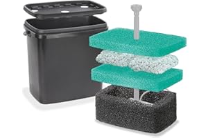 esotec Teichfilterbox L für Teichpumpen, Teiche bis 500l, 3 Filterschwämme, 2 Netzbeutel, zum Untertauchen, Teichfilter, Filteranlage, 101715