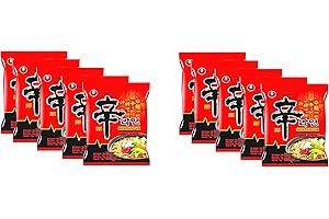 Gemeric Nongshim Shin Ramyun 120g (Pack of 10) – Instant Korean Style Traditional Spicy Noodle Soup - Excellent for Snacking, Stir-Frying, Soups, Or As A Quick Side Dish