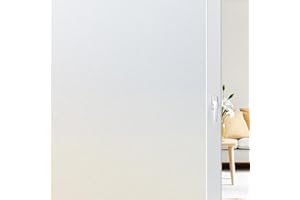 rabbitgoo Window Film Privacy Frosted Window Film Opaque Stickers for Glass Doors Frosting with New Grid Design No Glue Anti UV Self Adhesive Sun Block Home Bathroom Office 44.5 x 200 cm