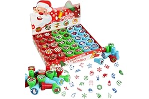 VEYLIN Christmas Stamps for Kids, Assorted 30 Washable Plastic Self-ink Stampers for Crafting Holiday Party Favors Fillers
