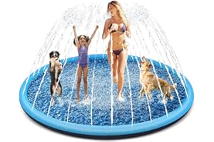 Tosekry Juegos Piscina para Niños, 200CM Piscina Chorros Perro Antideslizante Piscina, Juegos de Agua para Niños Exterior Juegos de Piscina para Niños Juguetes de Agua para Niños(Azul-200cm)