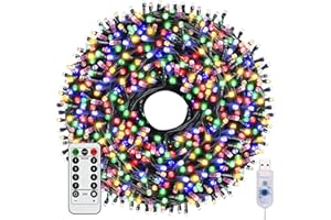 Woobroo Fairy Lights & USB String Lights, 10m 100 LEDs Copper Wire Light & Waterproof Outdoor Christmas Lights for Indoor Outdoor Lighting, Bedroom, Wedding Decor, Party, Christmas, Tree - Colourful