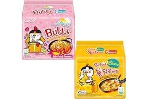 Paradise Products Samyang Noodles Hot Spicy Chicken Ramen Carbonara & Cheese Noodles Combo 2 (Pack of 5) - Korean Noodles Ramen