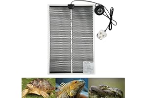 PeSandy Reptile Heat Pad with 7 Button Temperature Adjustment, Under Tank Terrarium Heat Mat for Reptiles Tortoise Snakes Lizard Gecko Frog Hermit Crab and Other Small Animal, 20W Reptile Heating Pads