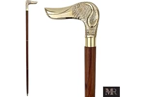 MEDIEVAL REPLICAS 37" Premium Quality Rosewood Canes and Walking Sticks Brown & Golden, Solid Brass Dachshund Dog Head Handle - Wooden Stylish Walking Cane Fashion Statement - 12 Days of Deals