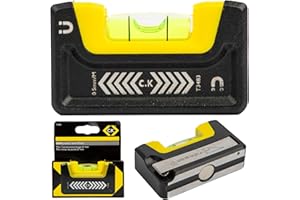 C.K Tools Mini Pocket Spirit Level 67mm, High Accuracy 0.5mm/m, Curved Vial for Clear All-Angle Reading, Dual Rare Earth Magnets for Hands Free Use, Compact Aluminium Body with Precision Base CK T3483