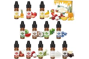 ERCORART Food Flavouring Oil- 12 Pack Concentrated Flavoring Oil, Flavour Drops, Extracted Oil Liquid Lip Gloss Flavouring Oil for Baking, Cooking, Cosmetics, Soap Making- Water & Oil Soluble - 6 ml
