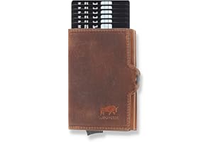 Solo Pelle Etui na karty | etui na karty kredytowe | skórzany portfel Slim Wallet Portmonee | portfel z ochroną RFID na maks. 6-11 kart, model: Mech (brązowy vintage z przegródką na monety), Brązowy