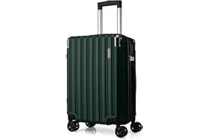 FLIEE Cabin Suitcase Hard Shell | 55x40x20cm cabin luggage | Lightweight Suitcase | Aluminum Telescopic Handle | TSA 3 Digit Combination Lock | 4 Dual Spinner Wheels (Green, Cabin 20'')