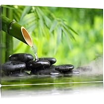 Pixxprint Leinwandbild 'Zen Steine Vor Wasserfall' – 60x40 Cm, Fertig Auf Keilrahmen