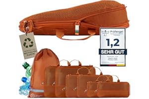 Travel Dude Packing Cube Set With Compression Made From Recycled Plastic Bottles, Lightweight Packing Cubes, Pack Bag Set For Backpack and Suitcase