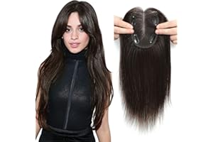 GULALUUK Hair Toppers for Thinning Hair Women Real Hair Toppers for Women 12inch 10x12cm Silk Base Human Hair Topper Hair Pieces for Thinning Hair Women Dark Brown (2#)