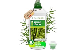 Purgrün® Bambusdünger 1 Liter – Extra Stickstoff für kräftiges Wachstum – Spurennährstoffe für intensive Blattfärbung – Ergiebiges Konzentrat für ca. 400 Liter Gießwasser – Premium-Flüssigdünger