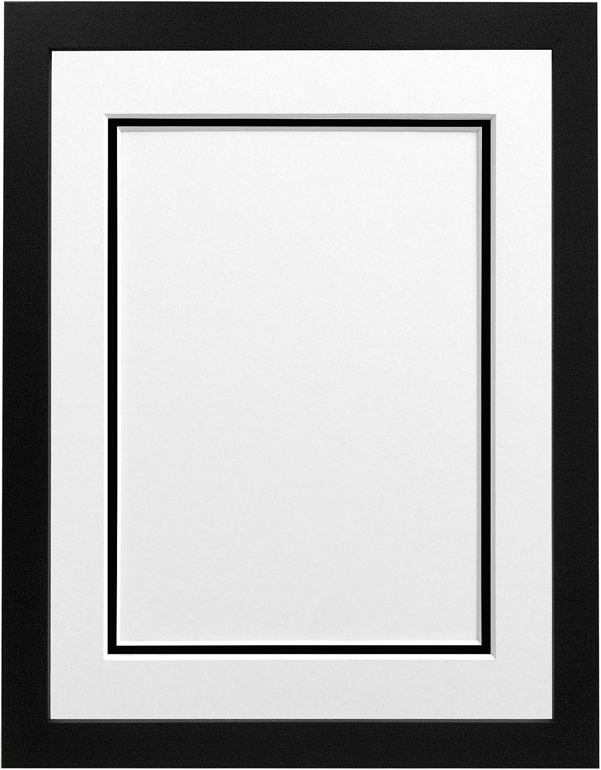 FRAMES BY POST H7 Picture, Photo and Poster Frame, Wood with Plastic Glass, Black with White and Black Double Mount, A2 Image Size A3