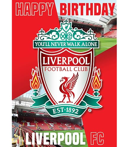 Geburtstagskarte Für Enkel – 'Liverpool's Nr.1 Fan' – Mit Silberfolie & Illustriertem Blatt – 22,8x15,8 Cm