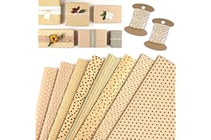 GmeDhc Carta Regalo Kraft, 8 Pezzi per Compleanno, 50 x 70cm Carta Imballaggio, Con 2 Corda di Cotone, Per Natale e Matrimoni