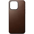 Nomad Modern Leather Case for iPhone 15 Pro Max Case Leather Compatible with MagSafe & Wireless Charging Case, 360° Raised Edges Bumper Case & Drop Protection - Brown