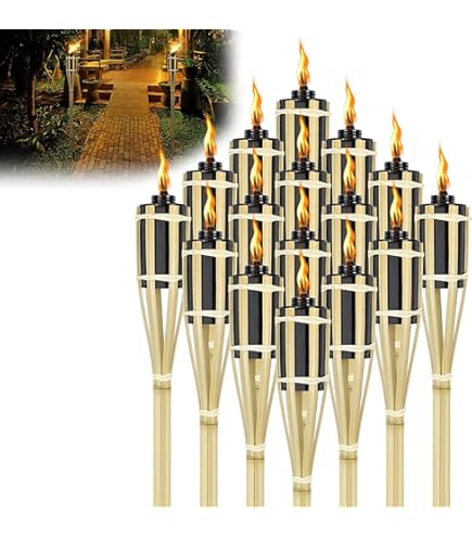 Benson Tuinfakkel - Solar - Led Tuinlamp - Bamboe - 78 Cm - Bruin