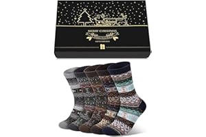 Chalier Cozy 5 Pares de Calcetines Térmicos para Hombre de Lana Gruesa y Cálida para el Frío Invierno, Ideales para Botas, Senderismo y Trabajo, con Caja de Regalo