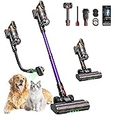 Aspiradora sin Cable 50kPa/600W/65Mins Aspiradora Escoba Potente Aromática con Cepillo para Mascotas, Modo AUTO, Manguera 1M,