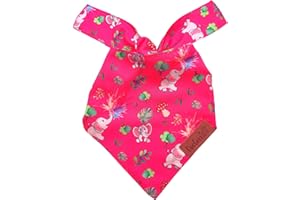 DogCatz Premium Dog Bandanas, Adjustable, Soft Bandana, Cat Puppy, Boy Girl, XS-Small, Medium, Large, XL-XXLarge Pets, Jungle Elephant (Elephant - Pink, XLarge - XXXLarge)