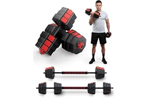 Kayman Adjustable Dumbbell Set 20kg – Non-Rolling Weights for Strength Training, Bodybuilding & Weight Lifting – Convertible Dumbbells to Barbell, Home Gym Equipment for Muscle & Strength Building