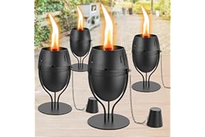 FAN-Torches 4 Pack Metal Table Top Torches, 20 oz Citronella Torches for Outside, Refillable Flame Light Torch, Decorative Tabletop Lantern for Yard, Patio, Deck, Garden, Party, Landscape