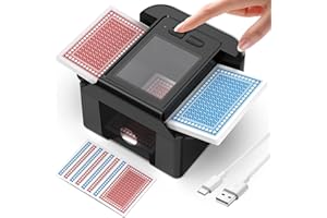 ShinePick Kartenmischmaschine Elektrische für 1-2 Decks, 2000mAh Karten Mischmaschine Automatischer Kartenmischer Card Shuffler Kartenmischgerät für UNO, Poker, Skyjo, Romme, Skip BO Kartenspiel