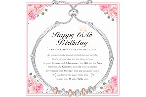 Avotto Birthday Gifts for Women 16th 18th 21st 30th 40th 50th 60th 70th 925 Sterling Silver Bracelet Adjustable Silver Bracelets for Women Birthday Gifts with Cards for Mum Daughter Sister Grandma