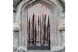 NEERIX 3 cortinas decorativas para puertas de Halloween, para interior/exterior, decoración de casas, jardín, casa embrujada y fiestas, tela espeluznante con manchas de sangre (76 cm x 183 cm)